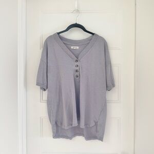 Madewell Gray/light purple Short Sleeve Button-Up Top
